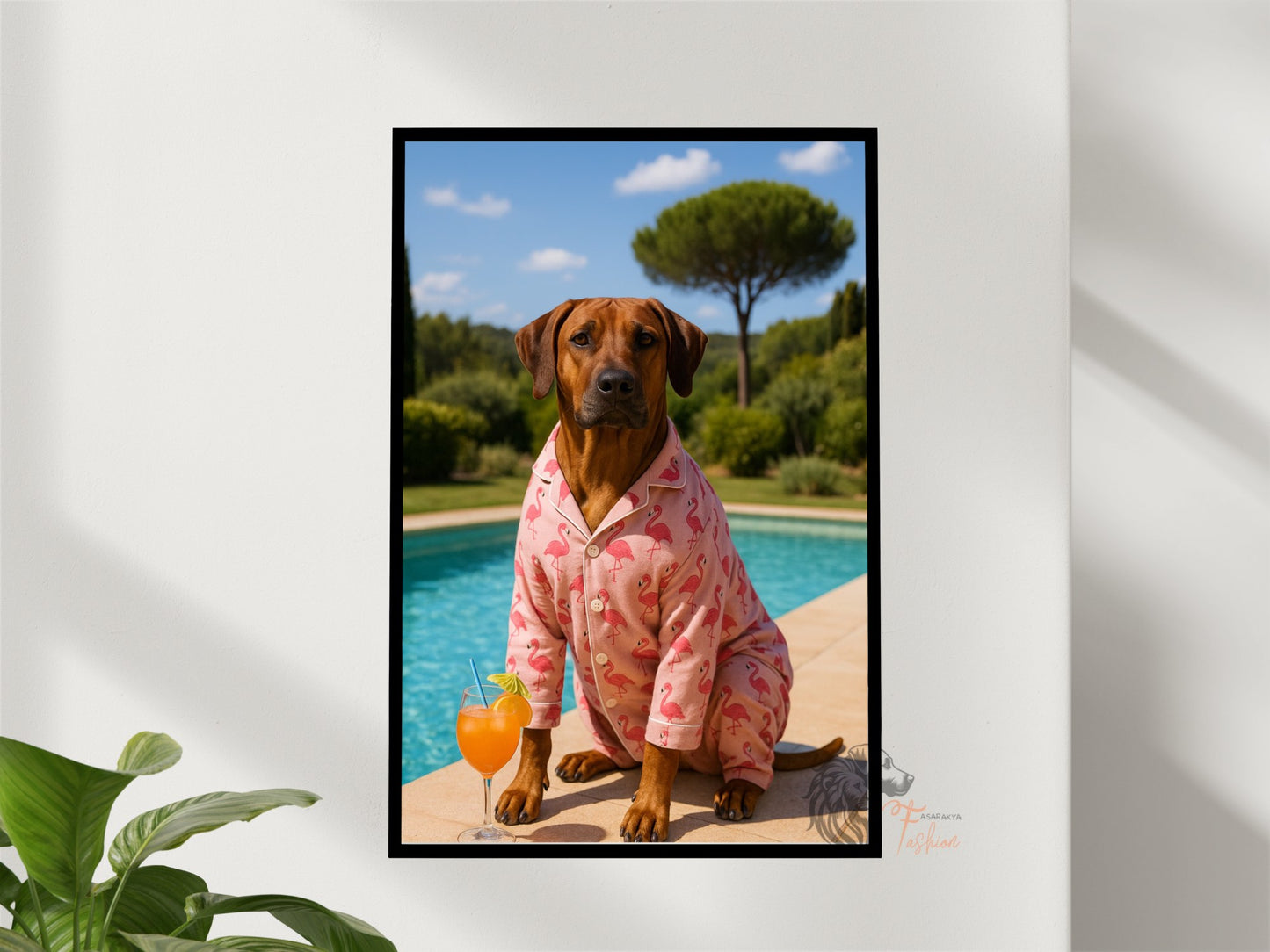 Rhodesian Ridgeback Photodruck Rosa Flamingo A