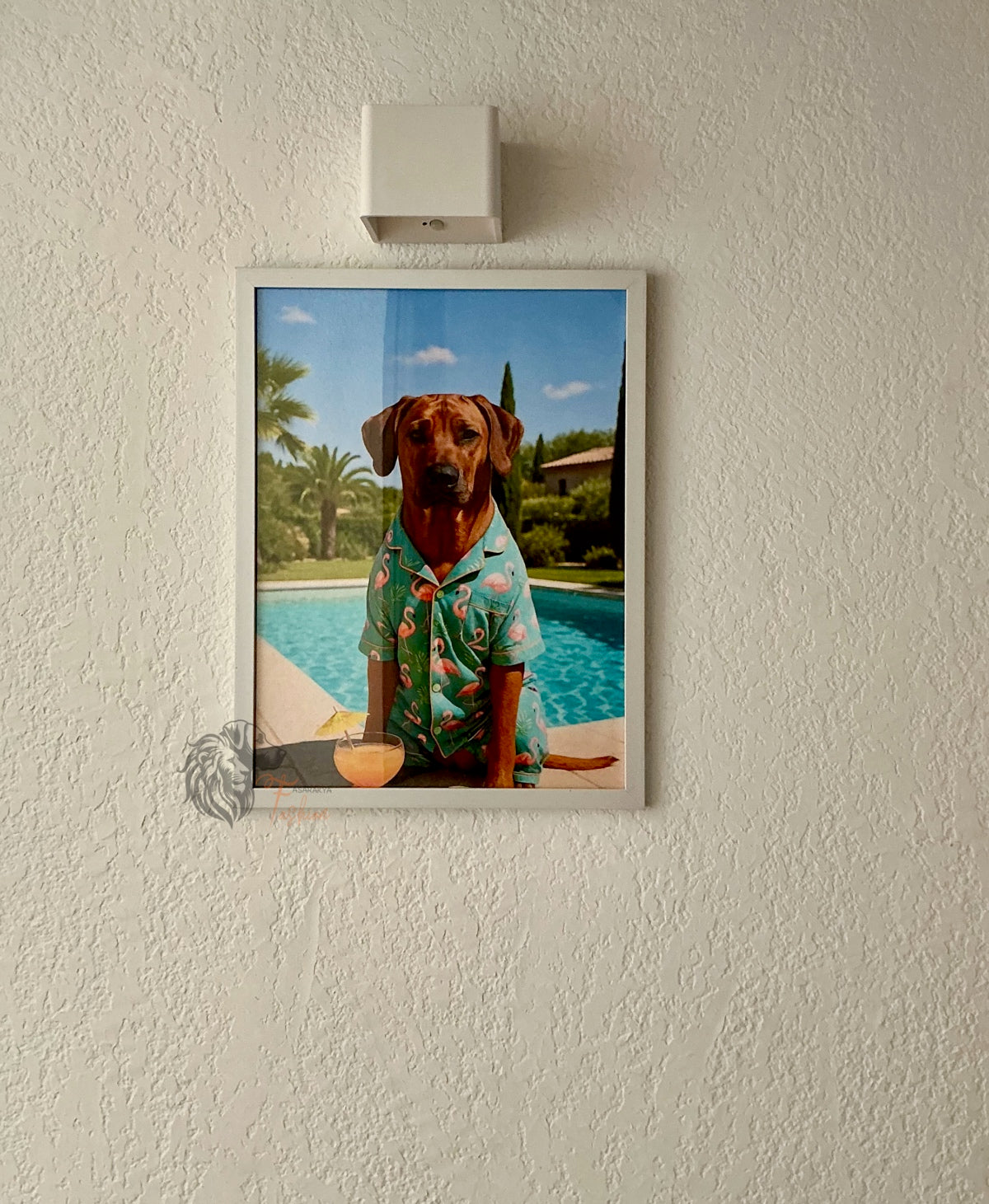 Rhodesian Ridgeback Photodruck Blau Flamingo B