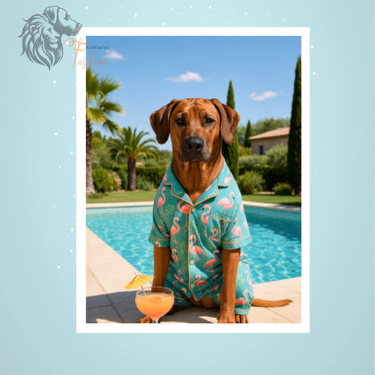 Rhodesian Ridgeback Photodruck Blau Flamingo B