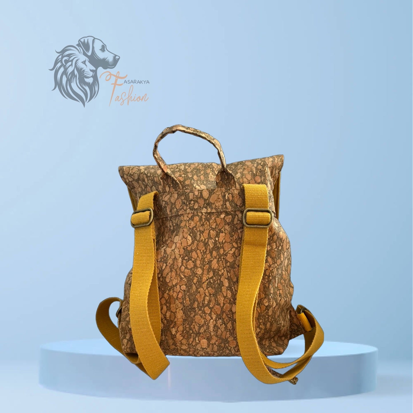 City Rucksack aus Korkstoff mit goldenen Datails & Samtfutter, City Backpack.