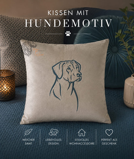 Kissenbezug- Sofakissen-Dekokissen-Rhodesian Ridgebacks (Kopf)