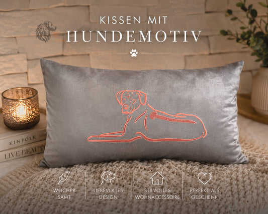 Kissenbezug- Sofakissen-Dekokissen-Rhodesian Ridgebacks (Liegend)