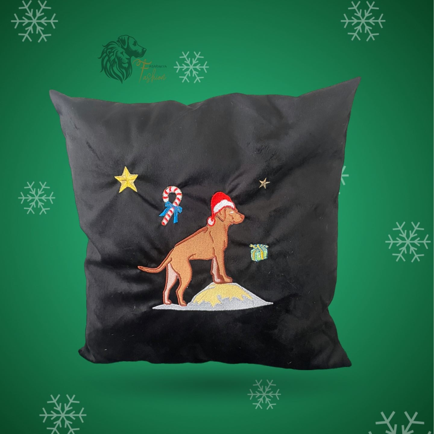 Kissenbezug- Sofakissen-Dekokissen-Rhodesian Ridgebacks (Christmas)