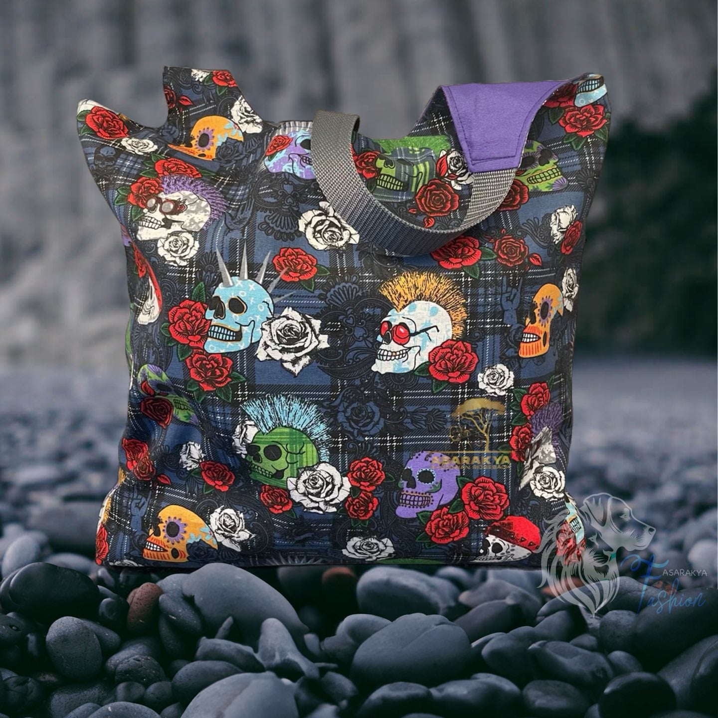 Wende Tasche, Einkaufstasche, SKULL
