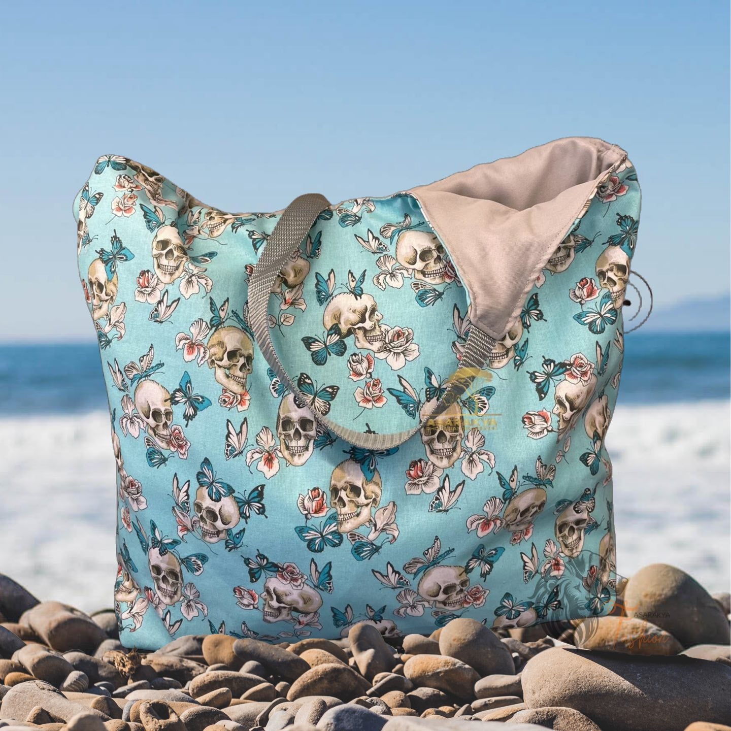 Wende Tasche, Einkaufstasche, SKULL